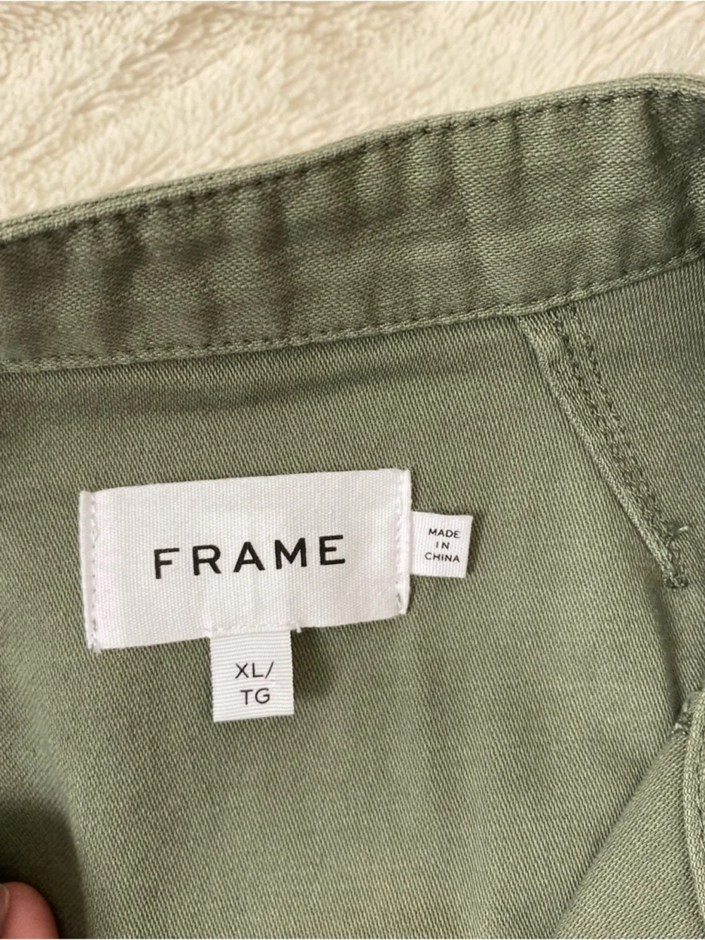 FRAME Twisted Utility Shirt Dress sage green Sz XL - Picture 10 of 10